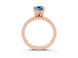 Rose gold Cushion Cut Aquamarine Milgrain Pavé Engagement Ring with Four-Prong Setting_15