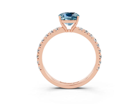 Rose gold Cushion Cut Aquamarine Pavé Solitaire Engagement Ring with Four-Prong Setting_15