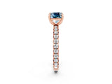 Rose gold Cushion Cut Aquamarine Pavé Solitaire Ring with Round Band and Prong Setting_26