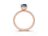 Rose gold Cushion Cut Aquamarine Pavé Solitaire Ring with Round Band and Prong Setting_27