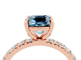 Rose gold Cushion Cut Aquamarine Pavé Solitaire Ring with Round Band and Prong Setting_28