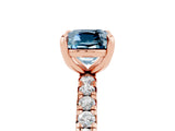 Rose gold Cushion Cut Aquamarine Pavé Solitaire Ring with Round Band and Prong Setting_29