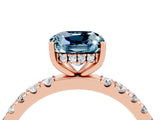 Rose gold Cushion Cut Aquamarine Pave Band Solitaire Ring with Four-Prong Setting_28