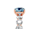 Rose gold Cushion Cut Aquamarine Prong Setting with Side Stones on a Pave Band_5