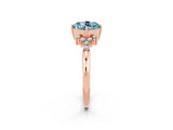 Rose gold Cushion Cut Aquamarine Ring with Side Stones and Four-Prong Setting_38