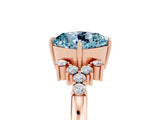 Rose gold Cushion Cut Aquamarine Ring with Side Stones and Four-Prong Setting_41