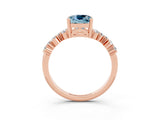 Rose gold Cushion Cut Aquamarine Scattered Round Accent Ring with Prong Setting_27