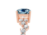 Rose gold Cushion Cut Aquamarine Scattered Round Accent Ring with Prong Setting_29
