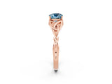 Rose gold Cushion Cut Aquamarine Solitaire Celtic Knot Ring with Four-Prong Setting_14