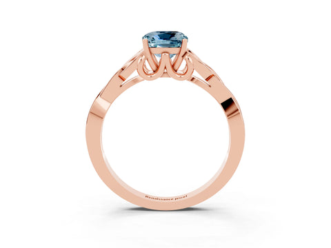 Rose gold Cushion Cut Aquamarine Solitaire Celtic Knot Ring with Four-Prong Setting_15