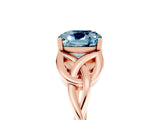 Rose gold Cushion Cut Aquamarine Solitaire Celtic Knot Ring with Four-Prong Setting_17