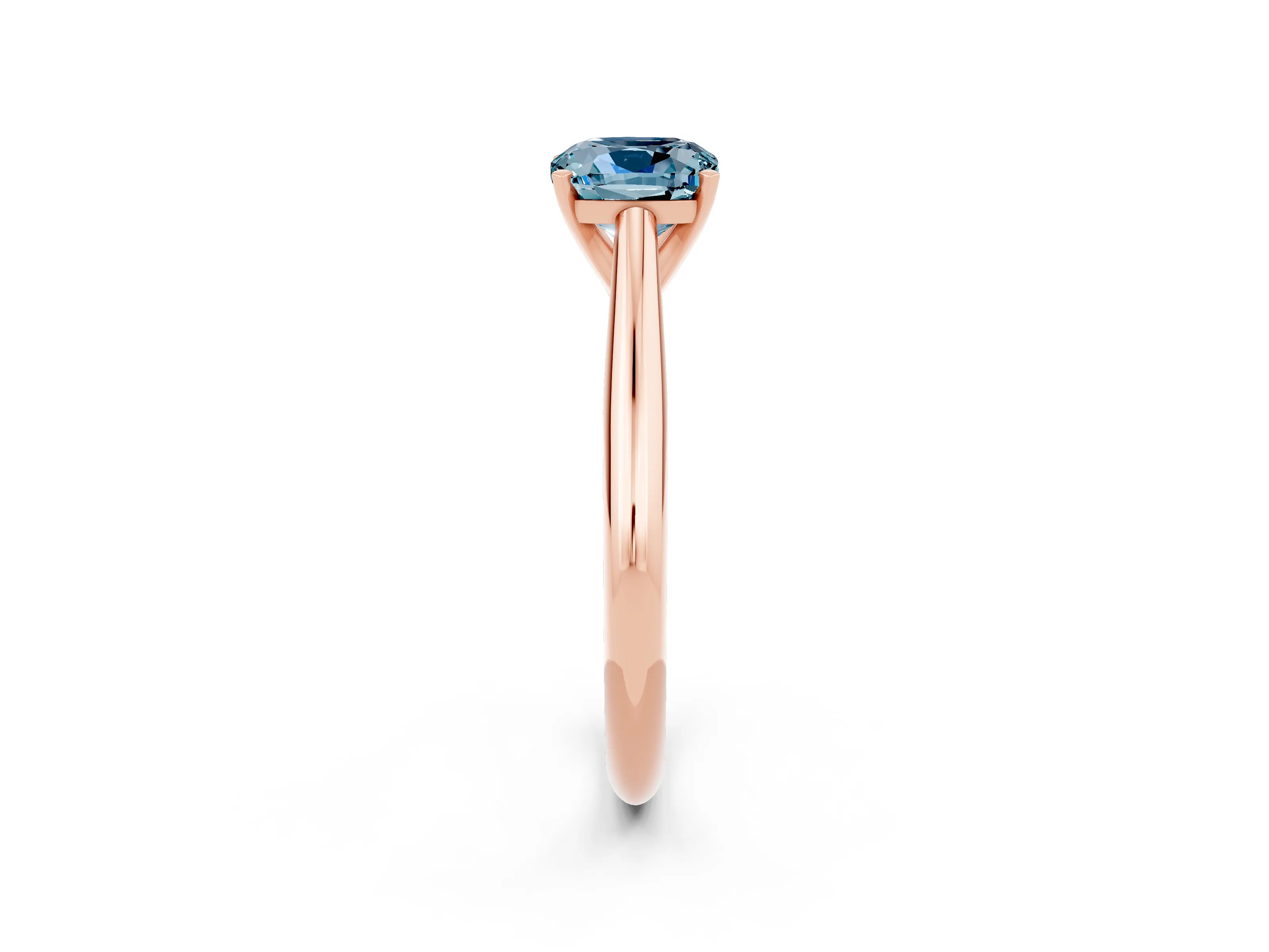 Rose gold Cushion Cut Aquamarine Solitaire Engagement Ring with Cathedral Setting and Four-Prong Mount_14