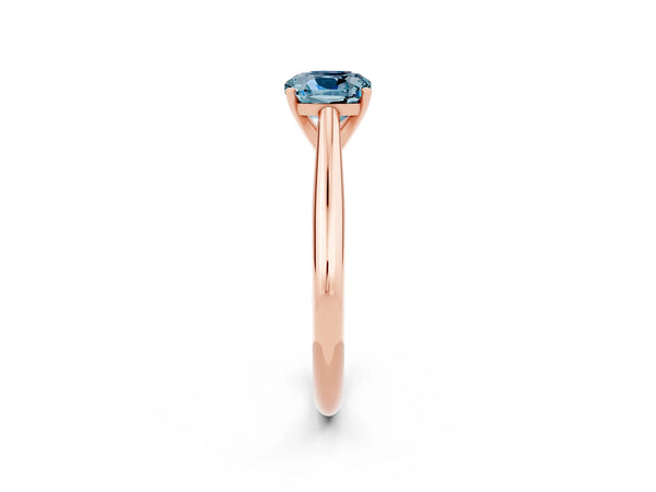 Rose gold Cushion Cut Aquamarine Solitaire Engagement Ring with Cathedral Setting and Four-Prong Mount