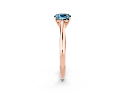 Rose gold Cushion Cut Aquamarine Solitaire Engagement Ring with Cathedral Setting and Four-Prong Mount_14