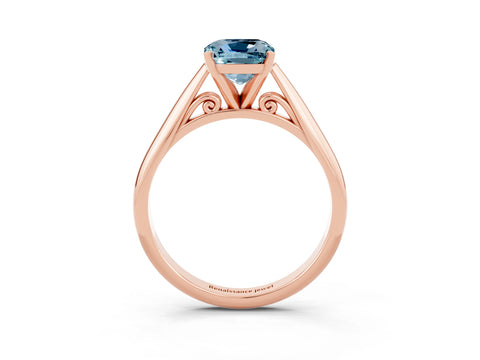 Rose gold Cushion Cut Aquamarine Solitaire Engagement Ring with Cathedral Setting and Four-Prong Mount_15
