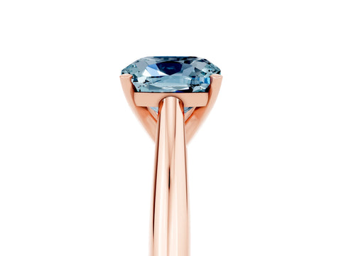 Rose gold Cushion Cut Aquamarine Solitaire Engagement Ring with Cathedral Setting and Four-Prong Mount_17