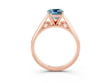 Rose gold Cushion Cut Aquamarine Solitaire Engagement Ring with Cathedral Setting and Four-Prong Mount_27