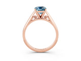 Rose gold Cushion Cut Aquamarine Solitaire Engagement Ring with Cathedral Setting and Four-Prong Mount_33