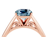 Rose gold Cushion Cut Aquamarine Solitaire Engagement Ring with Cathedral Setting and Four-Prong Mount_34