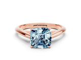 Rose gold Cushion Cut Aquamarine Solitaire Engagement Ring with Cathedral Setting and Four-Prong Mount_78