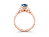Rose gold Cushion Cut Aquamarine Solitaire Engagement Ring with Cathedral Setting and Four-Prong Mount_81