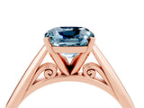 Rose gold Cushion Cut Aquamarine Solitaire Engagement Ring with Cathedral Setting and Four-Prong Mount_82
