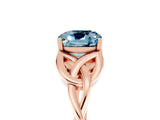 Rose gold Cushion Cut Aquamarine Solitaire Engagement Ring with Celtic Knot Band and Four-Prong Setting_5