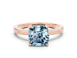 Rose gold Cushion Cut Aquamarine Solitaire Engagement Ring with Classic Band and Four-Prong Setting_24