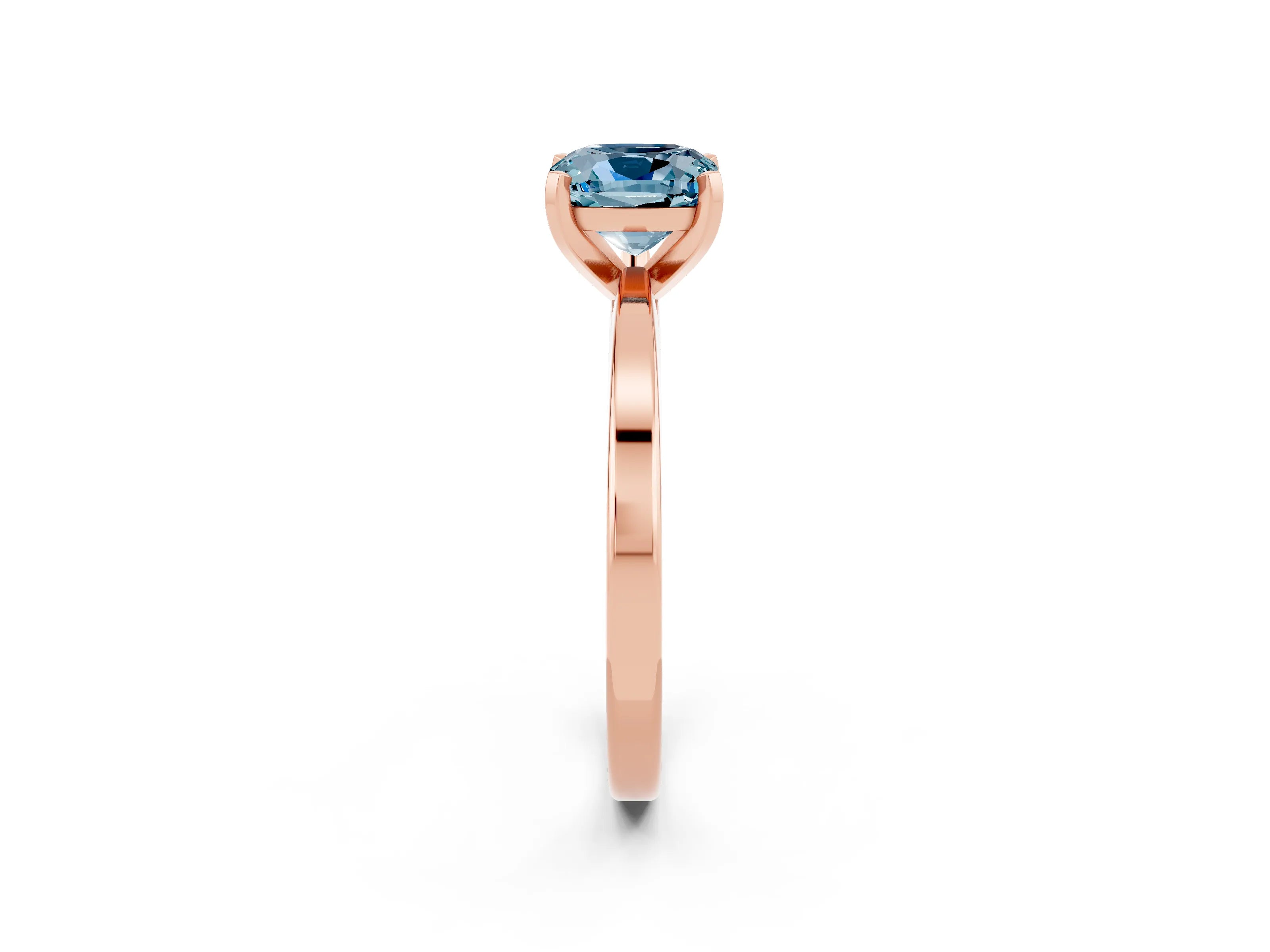 Rose gold Cushion Cut Aquamarine Solitaire Engagement Ring with Classic Band and Four-Prong Setting_26