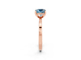 Rose gold Cushion Cut Aquamarine Solitaire Engagement Ring with Classic Band and Four-Prong Setting_26