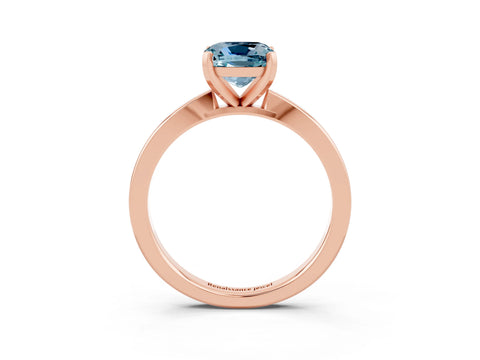 Rose gold Cushion Cut Aquamarine Solitaire Engagement Ring with Classic Band and Four-Prong Setting_27