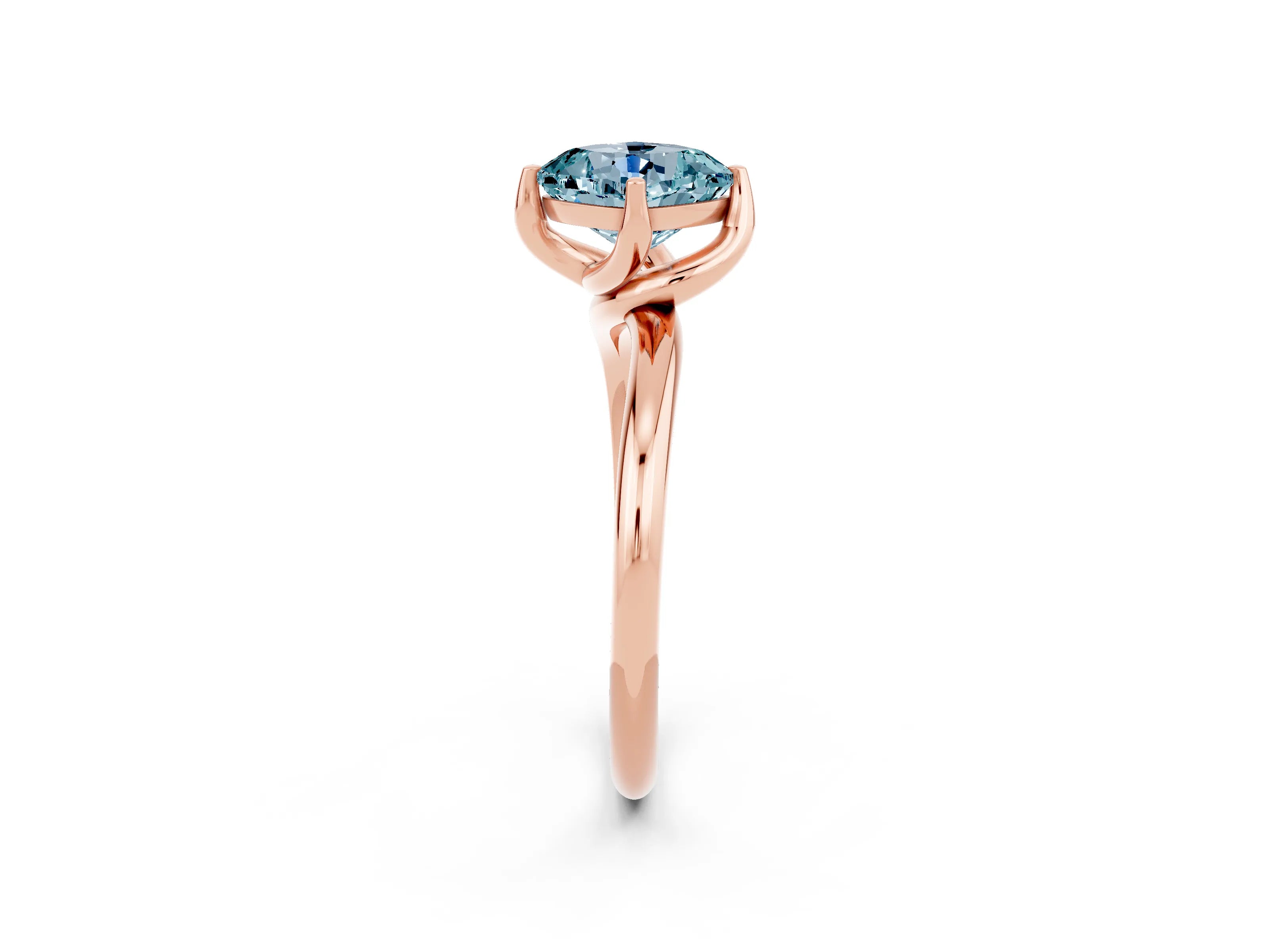 Rose gold Cushion Cut Aquamarine Solitaire Engagement Ring with Four-Prong Setting and Classic Band_14