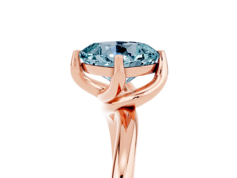 Rose gold Cushion Cut Aquamarine Solitaire Engagement Ring with Four-Prong Setting and Classic Band_17