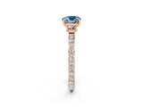 Rose gold Cushion Cut Aquamarine Solitaire Engagement Ring with Pavé Band and Four-Prong Setting_2