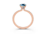 Rose gold Cushion Cut Aquamarine Solitaire Engagement Ring with Pavé Band and Four-Prong Setting_3
