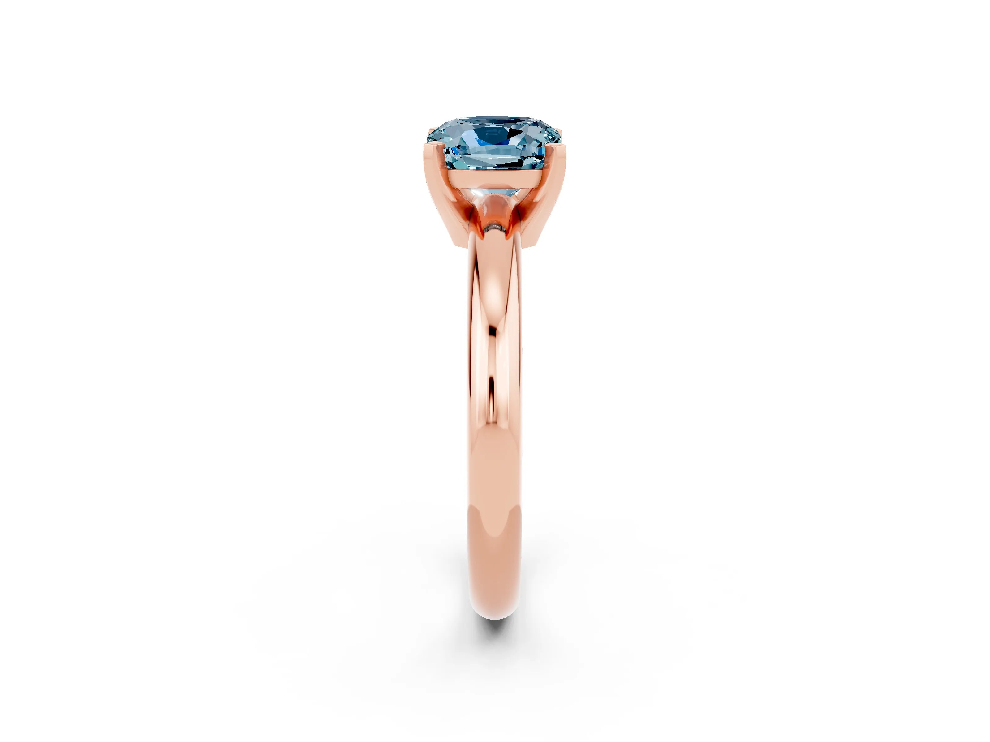 Rose gold Cushion Cut Aquamarine Solitaire Engagement Ring with Round Band and Four-Prong Setting_2