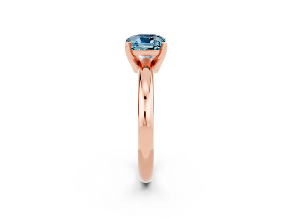 Rose gold Cushion Cut Aquamarine Solitaire Engagement Ring with Round Band and Four-Prong Setting