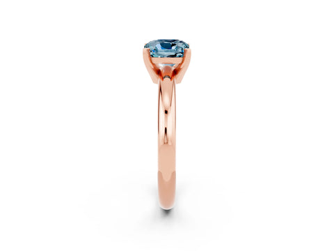 Rose gold Cushion Cut Aquamarine Solitaire Engagement Ring with Round Band and Four-Prong Setting_2