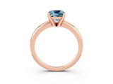 Rose gold Cushion Cut Aquamarine Solitaire Engagement Ring with Round Band and Four-Prong Setting_3