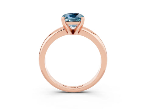 Rose gold Cushion Cut Aquamarine Solitaire Engagement Ring with Round Band and Four-Prong Setting_3