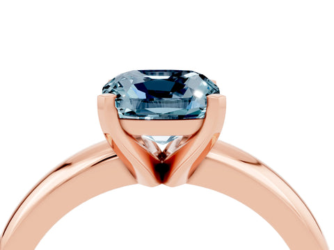 Rose gold Cushion Cut Aquamarine Solitaire Engagement Ring with Round Band and Four-Prong Setting_4