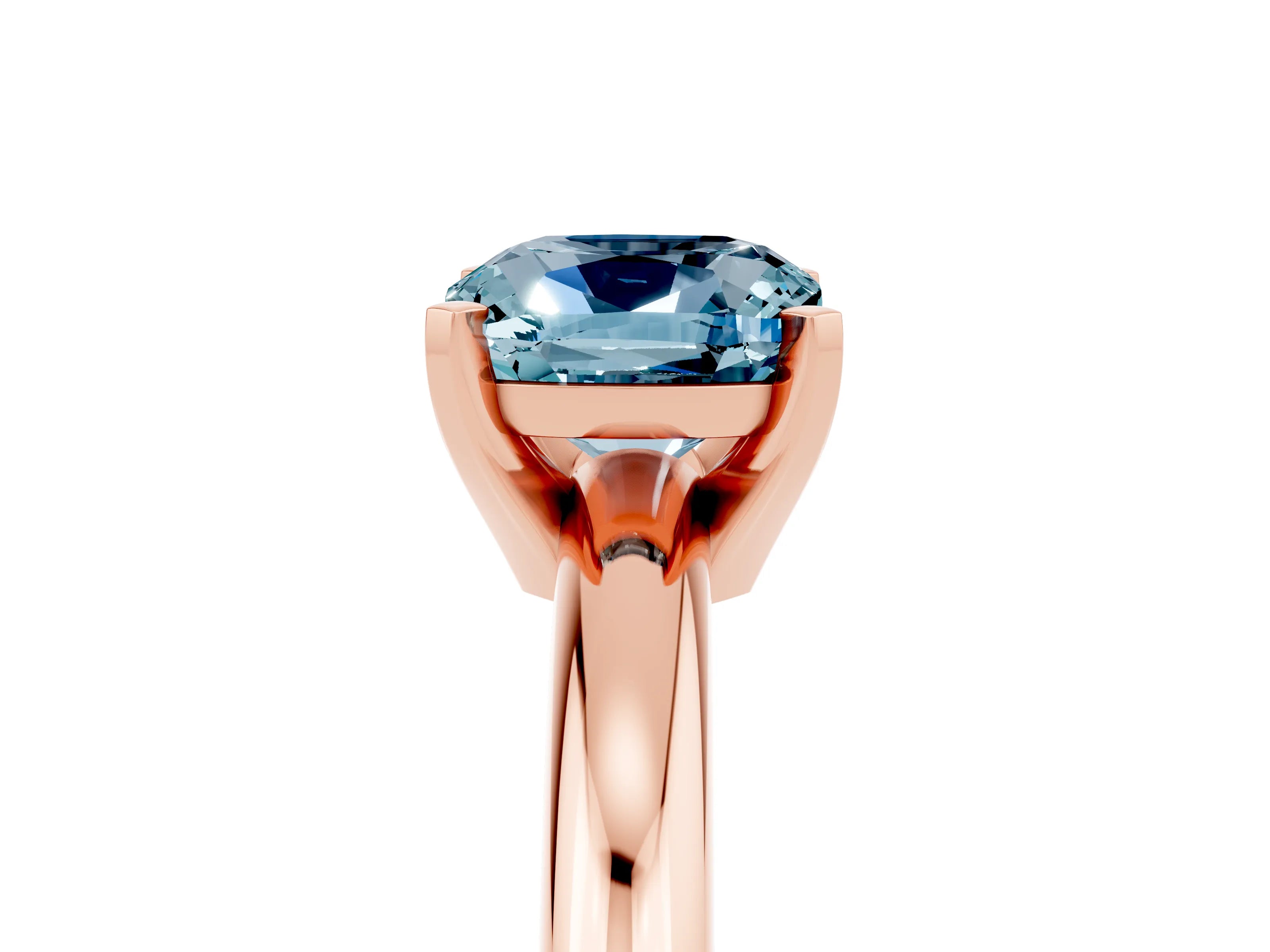 Rose gold Cushion Cut Aquamarine Solitaire Engagement Ring with Round Band and Four-Prong Setting_5