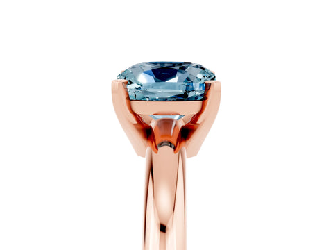 Rose gold Cushion Cut Aquamarine Solitaire Engagement Ring with Round Band and Four-Prong Setting_5