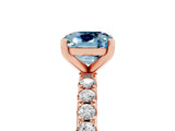 Rose gold Cushion Cut Aquamarine Solitaire Pavé Band with Four-Prong Setting_5