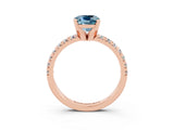 Rose gold Cushion Cut Aquamarine Solitaire Pavé Engagement Ring with Round Band and Prong Setting_33