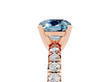 Rose gold Cushion Cut Aquamarine Solitaire Pavé Engagement Ring with Round Band and Prong Setting_35