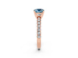 Rose gold Cushion Cut Aquamarine Solitaire Pavé Engagement Ring with Round Band and Prong Setting_74