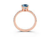 Rose gold Cushion Cut Aquamarine Solitaire Pavé Engagement Ring with Round Band and Prong Setting_75