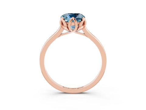 Rose gold Cushion Cut Aquamarine Solitaire Ring with Flower Prong Setting and Classic Band_15