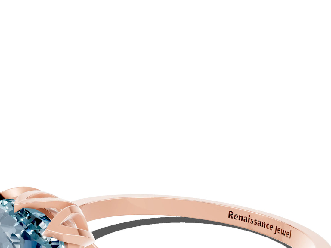 Rose gold Cushion Cut Aquamarine Solitaire Ring with Flower Prong Setting and Classic Band_36